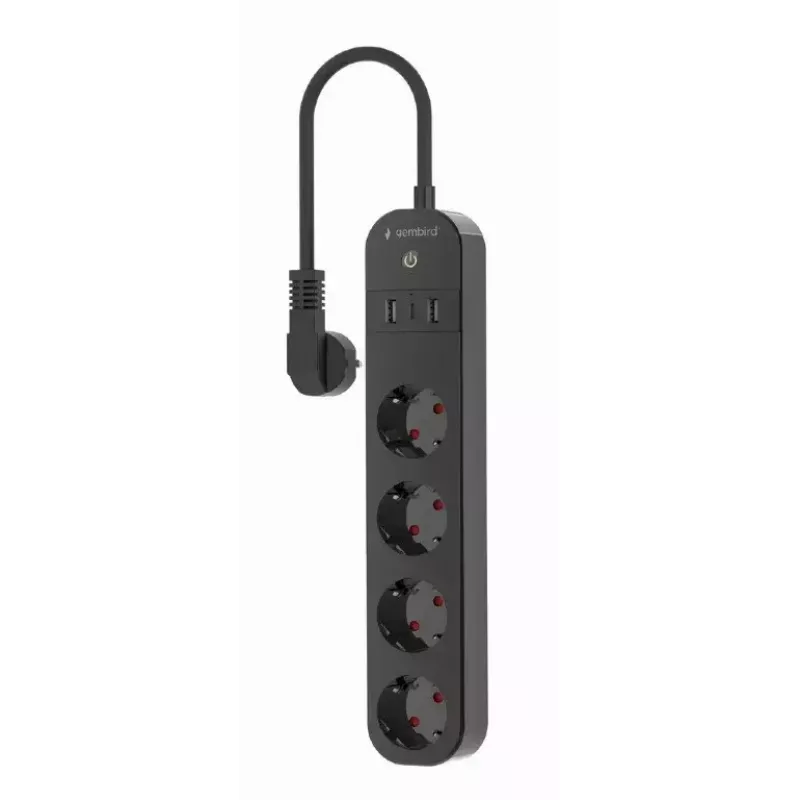 Strāvas sadalītājs Gembird TSL-PS-S4U-01 Smart 4 maiņstrāvas rozetēm