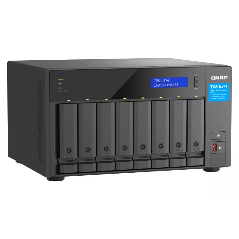 QNAP TVS-h874 NAS Tornis Intel® Core™ i7 32 GB DDR4 0 TB QuTS hero Melns