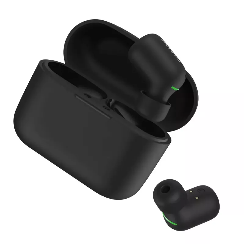 Bezvadu intraaurālās austiņas SAVIO TWS-09 — Bluetooth 5.1, binaurālas, 20–20000 Hz, 8 h sarunu laiks, ārējais akumulators, USB-C uzlāde, melnas