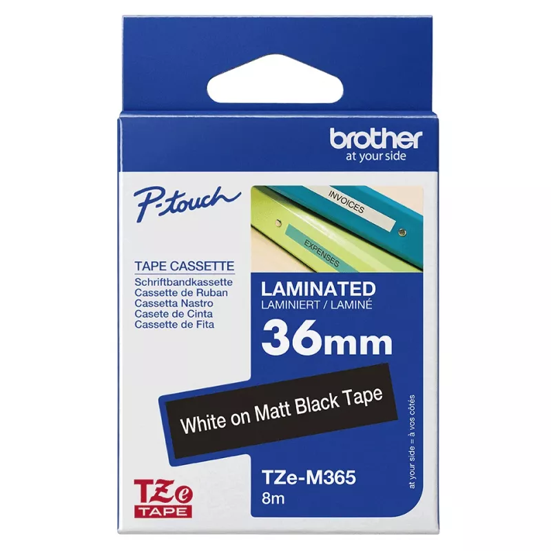 Brother TZE-M365 lente etiķešu izgatavošanai Balta uz melna