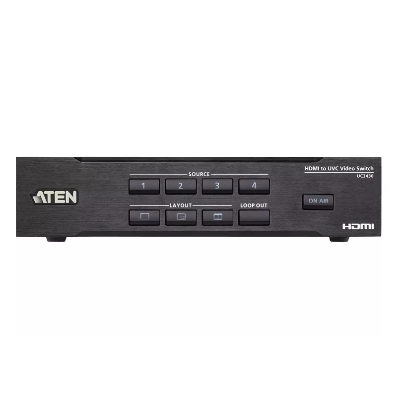 ATEN CAMLIVE PRO 4K 4-Input HDMI to USB Video Switcher, Black, HDMI, 3840 x 2160 pikseļi, Metāls, Taivāna, 3840 x 2160 1920 x 1080 1280 x 720