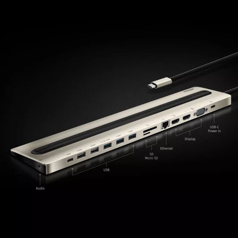 ATEN USB-C multiportu dokstacija ar strāvas caurlaidi