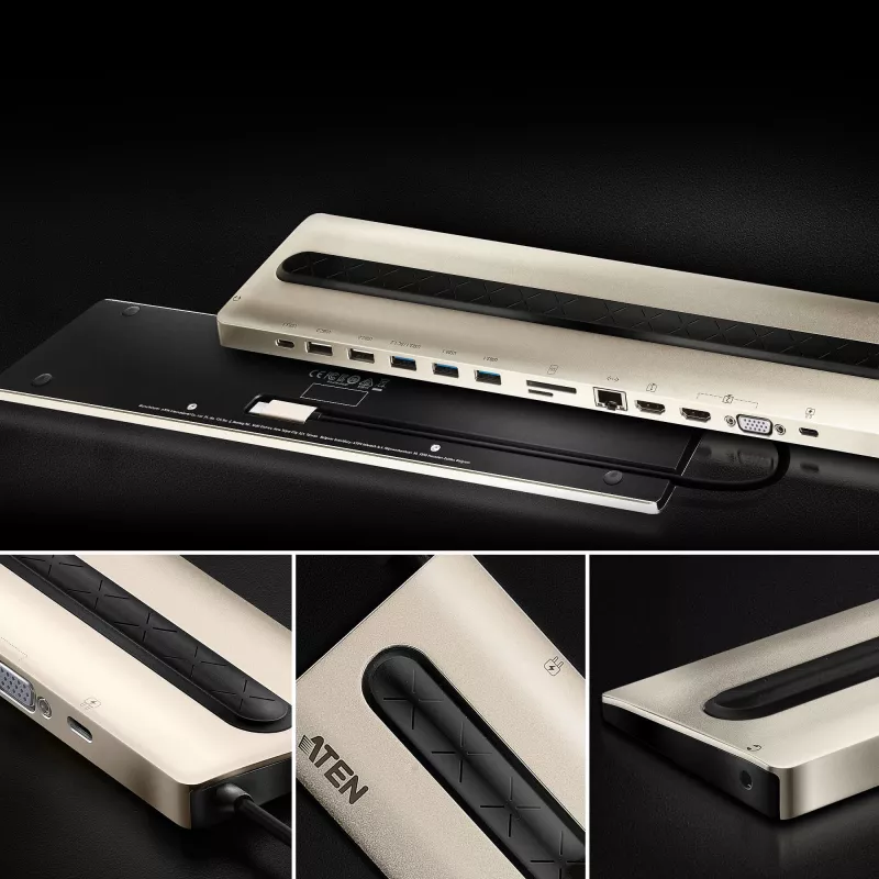 ATEN USB-C multiportu dokstacija ar strāvas caurlaidi