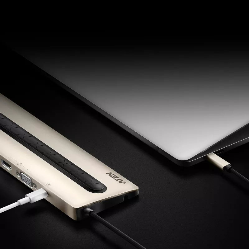 ATEN USB-C multiportu dokstacija ar strāvas caurlaidi