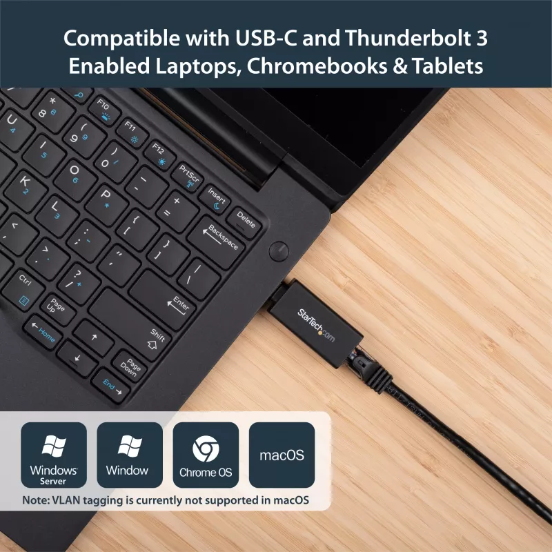 StarTech.com USB C uz Gigabit Ethernet adapteris - 1 Gbps NIC USB 3.0/USB 3.1 Type C tīkla adapteris - 1GbE USB-C uz RJ45/LAN ports Thunderbolt 3 saderīgs Windows MacBook Pro Chromebook