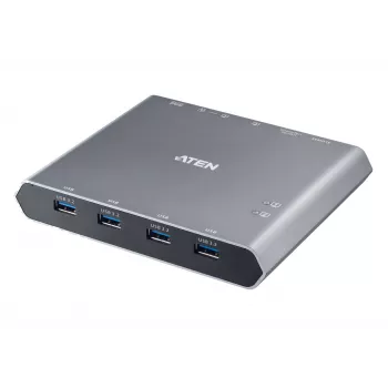 ATEN 2 portu 4K DisplayPort USB-C KVM dokstacijas pārslēdzējs ar strāvas pārvadi