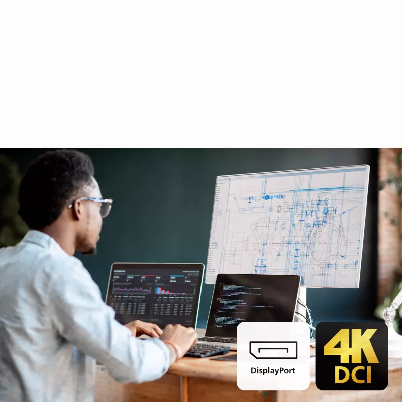 ATEN 2 portu 4K DisplayPort USB-C KVM dokstacijas pārslēdzējs ar strāvas pārvadi