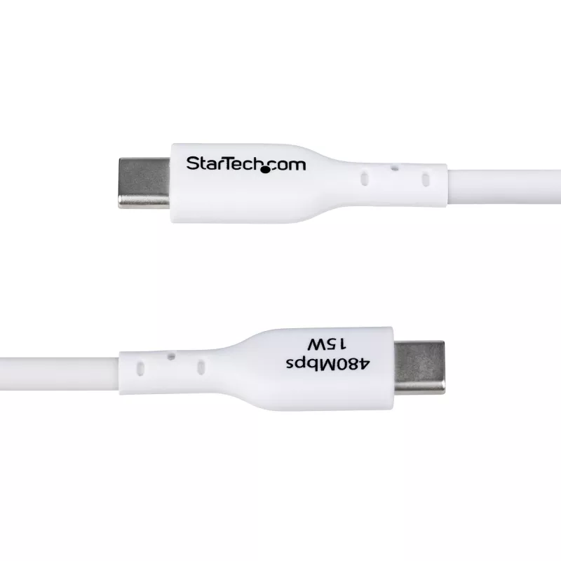 StarTech.com 3 m USB-A uz USB-C uzlādes kabelis, uzlāde un sinhronizācija, 3 A, USB 2.0, TPE apvalks - balts USB lādēšanas vads
