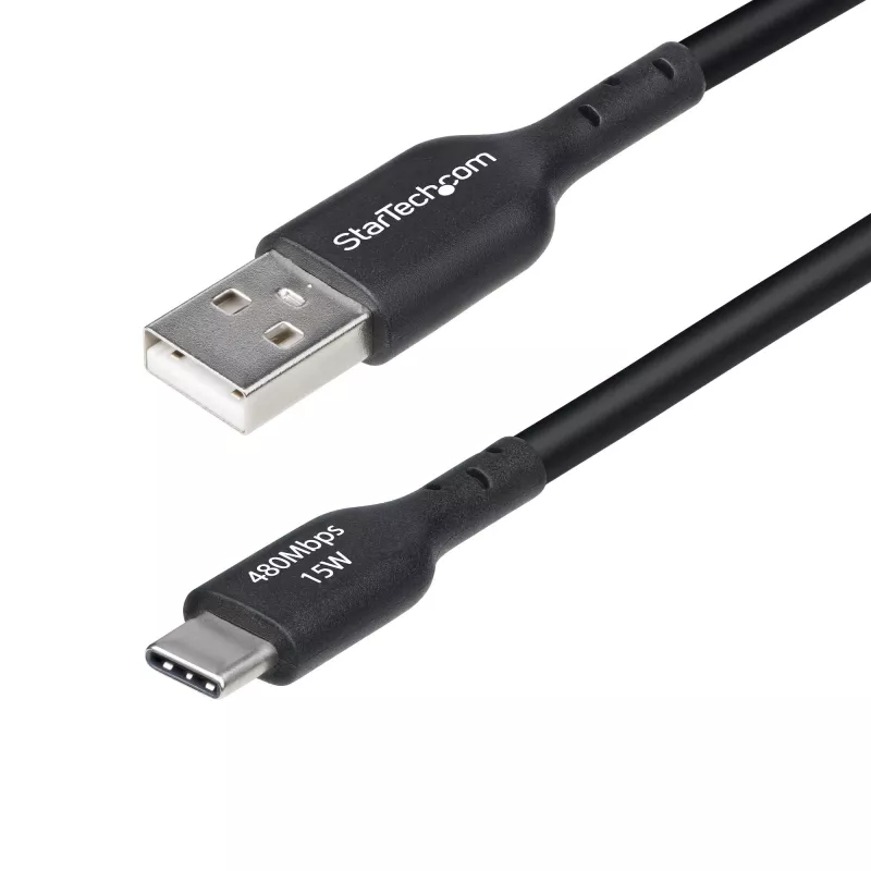StarTech.com 4m (13 pēdas) USB-A uz USB-C uzlādes kabelis, uzlāde un sinhronizācija, 3A, USB 2.0, TPE apvalks – melns USB uzlādes vads