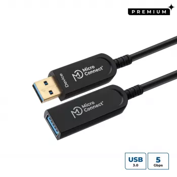 Microconnect USB3.0AAF20AOP USB kabelis USB 3.2 Gen 1 (3.1 Gen 1) 20 m USB A Melns