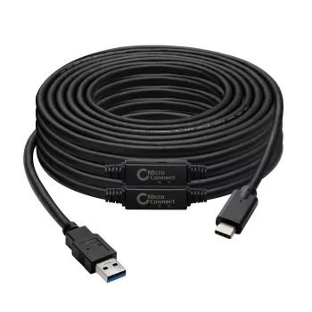 Microconnect USB3.1CA10AMP USB kabelis USB 3.2 Gen 1 (3.1 Gen 1) 10 m USB C USB A Melns