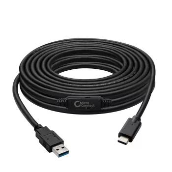 Microconnect USB3.1CA5AMP USB kabelis USB 3.2 Gen 1 (3.1 Gen 1) 5 m USB C USB A Melns