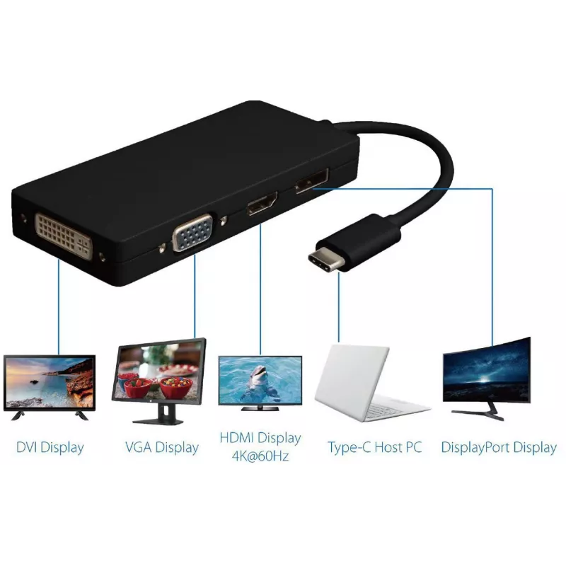 Microconnect USB3.1CCOM10 USB grafikas adapteris 3840 x 2160 pikseļi melns