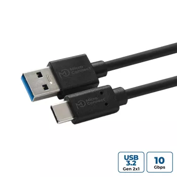 Microconnect USB3.2CA1 USB kabelis USB 3.2 Gen 2 (3.1 Gen 2) 1 m USB A USB C melns