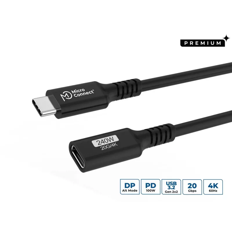 Microconnect USB3.2CC1EX USB kabelis USB4 Gen 2x2 1 m USB C Melns