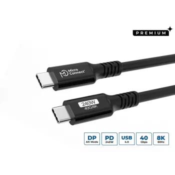 USB kabelis Microconnect USB4CC15-240W 1,5 m USB C 40 Gbit/s melns