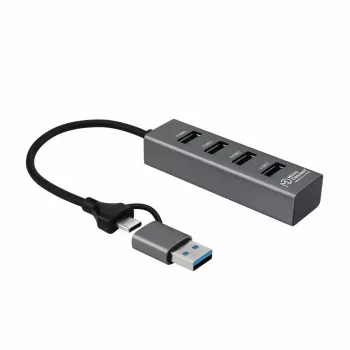 Microconnect USBHUB4-2IN1 saskarnes centrmezgls USB 3.2 Gen 1 (3.1 Gen 1) Type-A 5000 Mbit/s Melns