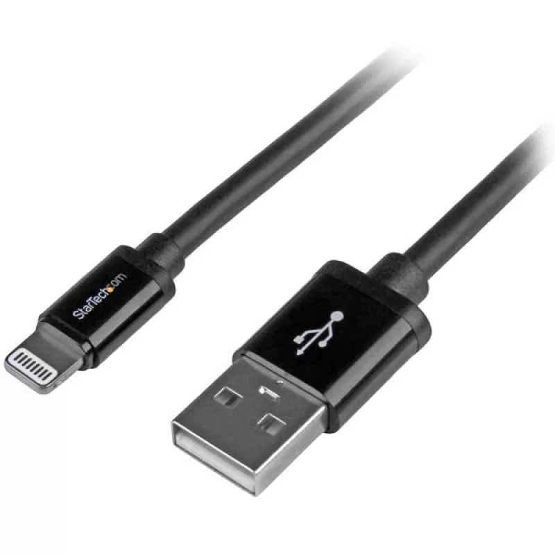 StarTech.com 2 m (6 pēdas) USB uz Lightning kabelis - Garais iPhone / iPad / iPod lādētāja kabelis - Lightning uz USB kabelis - Apple MFi sertificēts - Melns