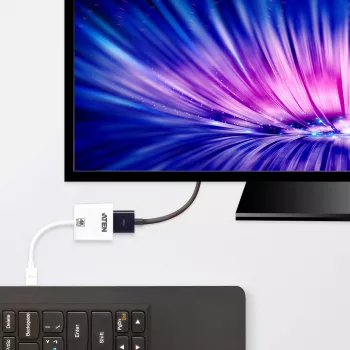 ATEN 4K aktīvais mini DisplayPort–HDMI pārveidotājs, 3D, līdz 3840 x 2160 @30 Hz