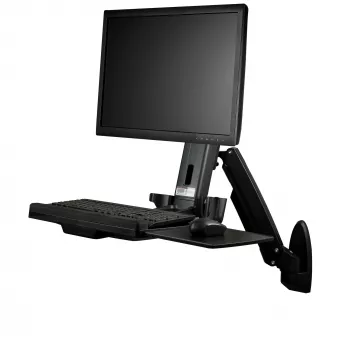 StarTech.com pie sienas montējama darbstacija – pilnībā kustīga stāvgalda ar ergonomisku augstuma regulēšanu monitors un tastatūras paliktnis – peles un skenera turētāji – viena VESA displeja