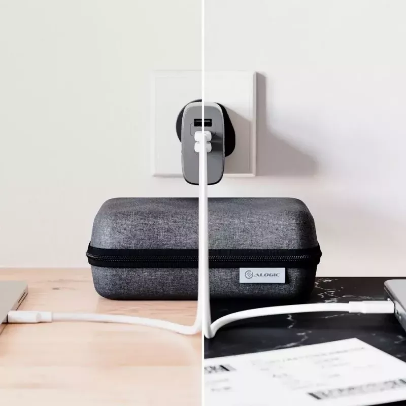 Iekštelpu lādētājs ALOGIC 3X67 67W Multi-Country GaN lādētājs 2 USB Type-C