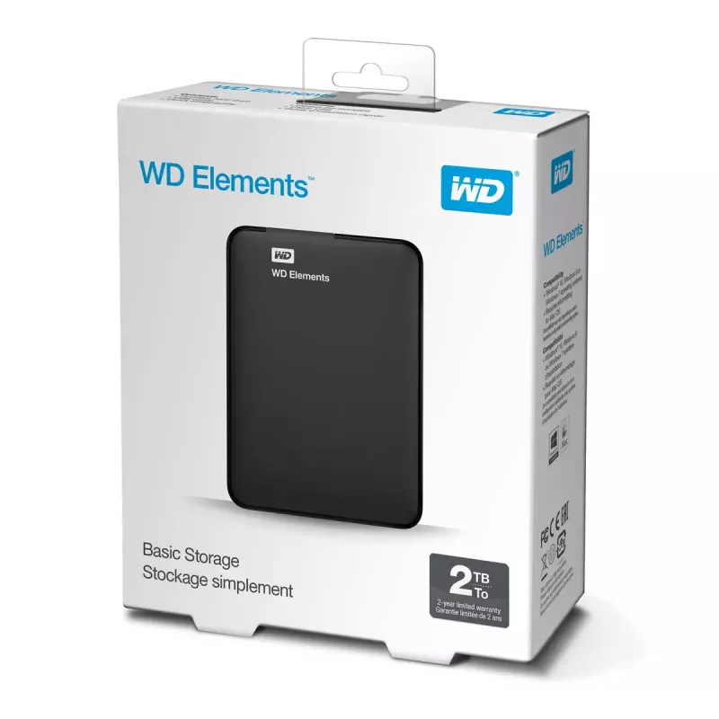 Ārējais cietais disks Western Digital WD Elements 2TB 2,5 collas USB 3.2 Melns