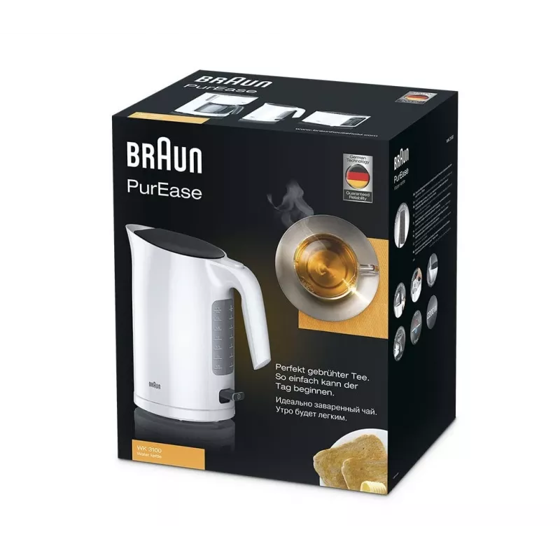 Braun PurEase WK 3100 WH elektriskā tējkanna 1,7 L 2200 W Balta