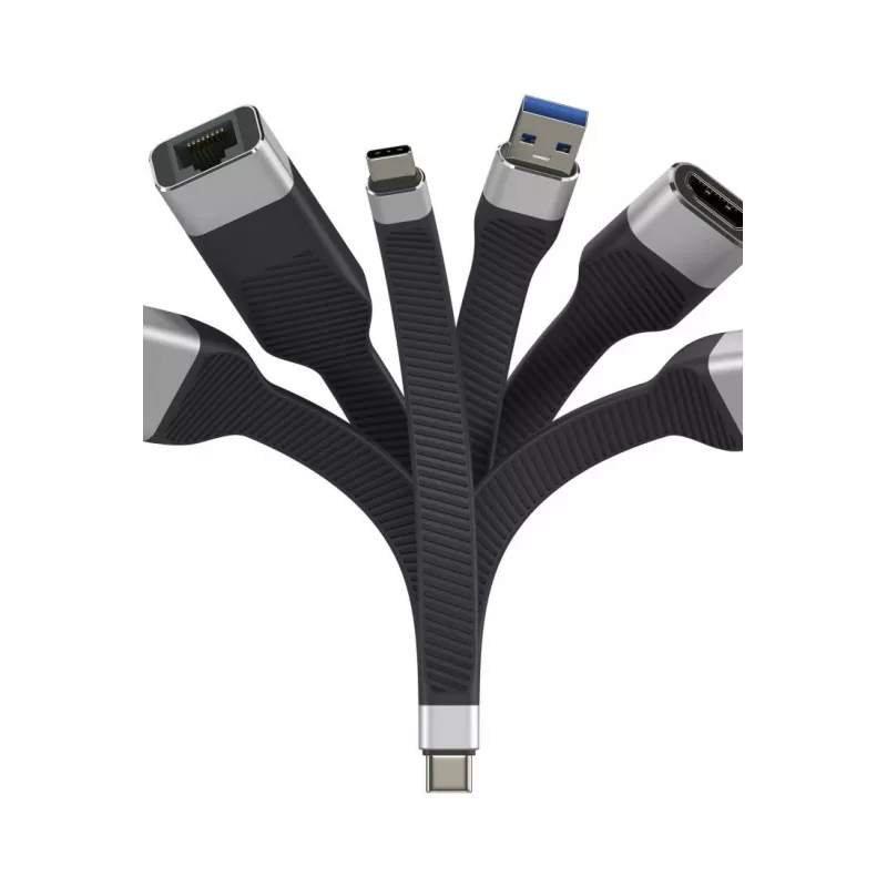 Techly ICOC-USBC-FL-U4 USB kabelis USB4 Gen 2x2 0,124 m Melns