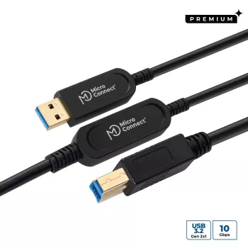 Microconnect MC-USB3.0AB20OP USB kabelis USB 3.2 Gen 2 (3.1 Gen 2) 20 m USB A USB B Melns