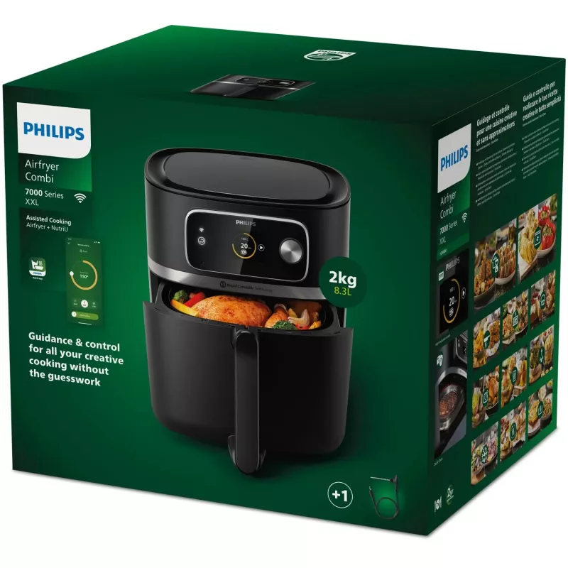 Karstā gaisa friteris Philips 7000 sērija HD9880/90 8,3L 2200W melns nerūsējošais tērauds