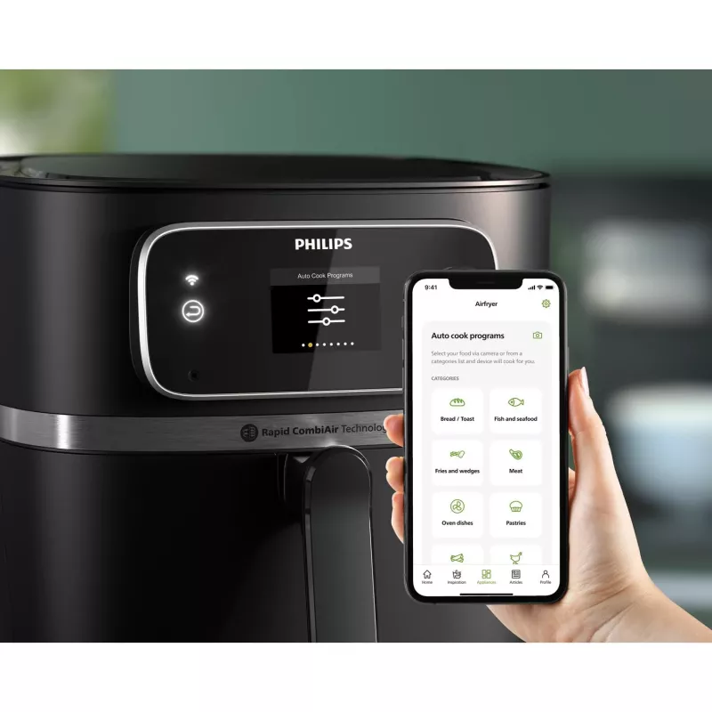 Karstā gaisa friteris Philips 7000 sērija HD9880/90 8,3L 2200W melns nerūsējošais tērauds