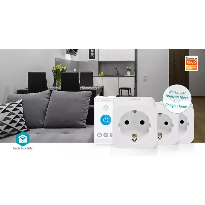 Smart plug Nedis WIFIP121FWT3 - Wi-Fi indoor outlet, pack of 3
