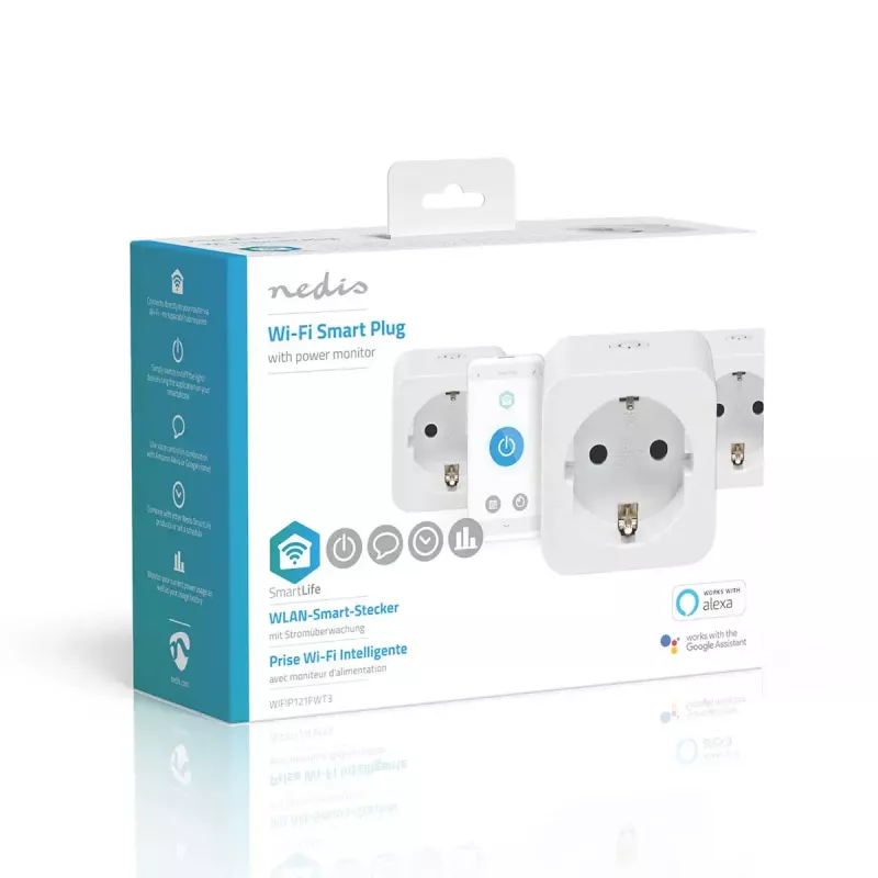 Smart plug Nedis WIFIP121FWT3 - Wi-Fi indoor outlet, pack of 3