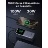 Ugreen 20000mAh 130W ātrās uzlādes ārējais akumulators litija pelēks