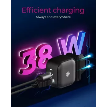 Wall Charger ICY BOX 2-port USB Power Delivery Fast Charging Melns