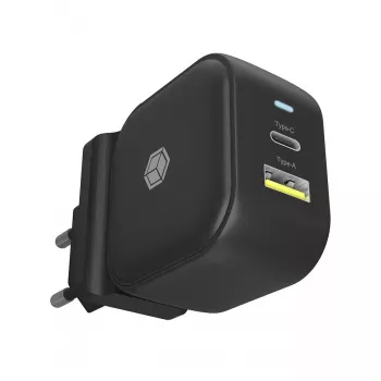 Wall Charger ICY BOX 2-port USB Power Delivery Fast Charging Melns