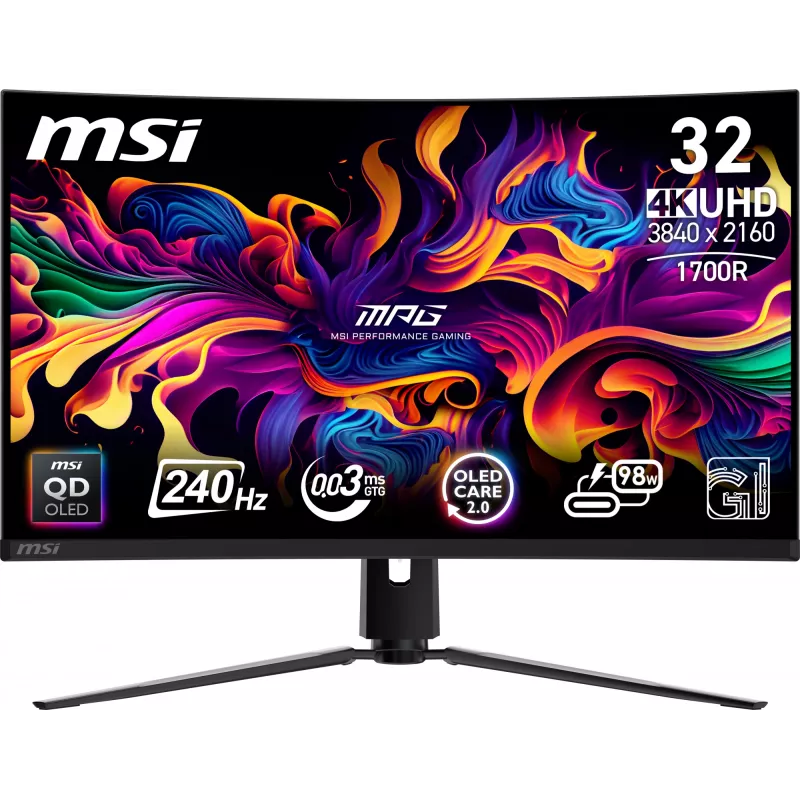 MSI MPG 321CURX QD-OLED datora monitors 80 cm (31,5 collas) 3840 x 2160 pikseļi 4K Ultra HD Melns