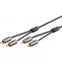 Audio kabelis WENTRONIC Goobay 65293 — 2 m, 2×RCA vīrišķais savienotājs pret 2×RCA vīrišķais savienotājs, varš, zeltīti kontakti, magnētiskais ekranējums, pelēks
