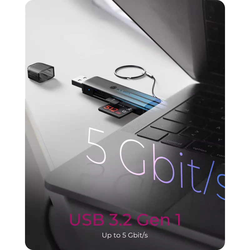 Karšu lasītājs icybox 61179 — USB 3.2 Gen1 3-in-1, USB Type-C un Type-A savienotāji