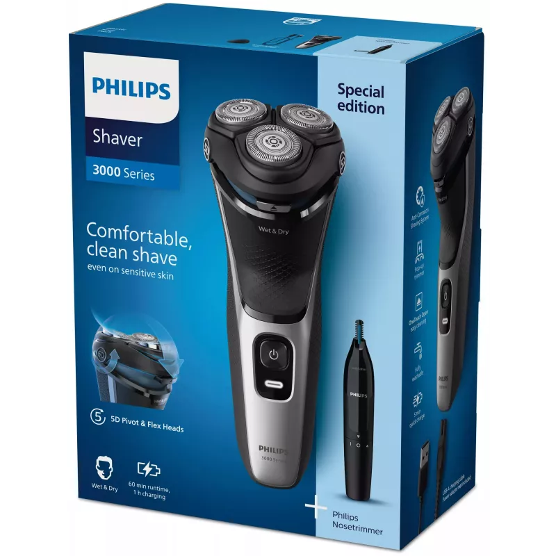 Elektriskais skuveklis Philips S3143/02 Wet & Dry PowerCut asmeņu sistēma