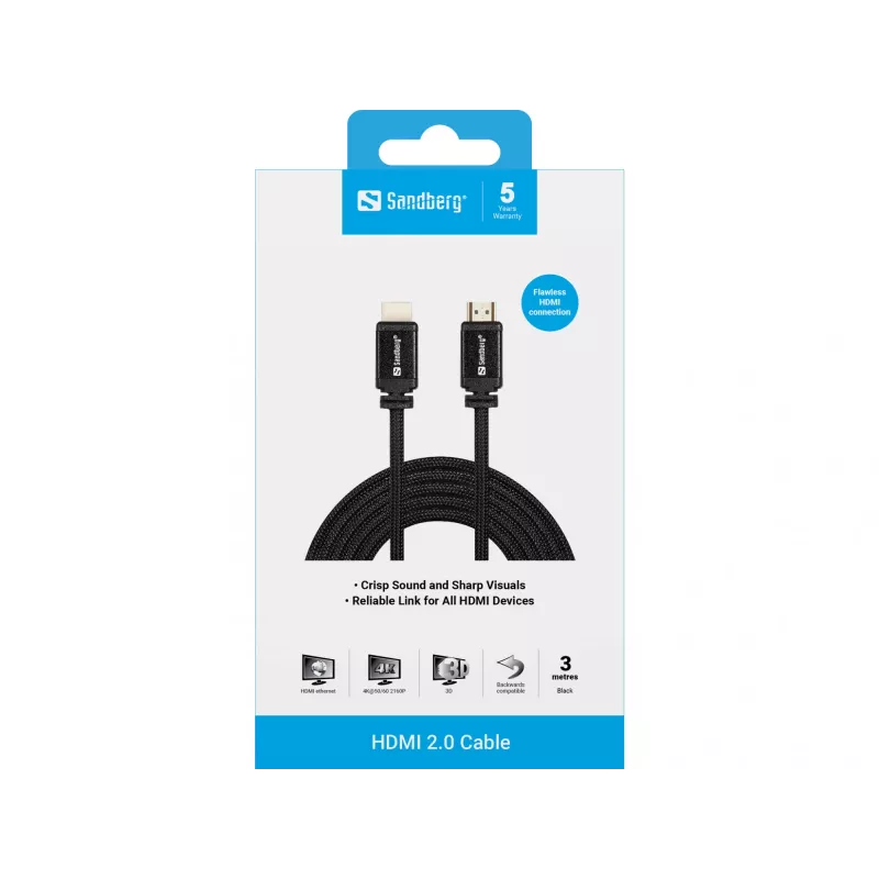 HDMI kabelis Sandberg HDMI 2.0 19M-19M 3m
