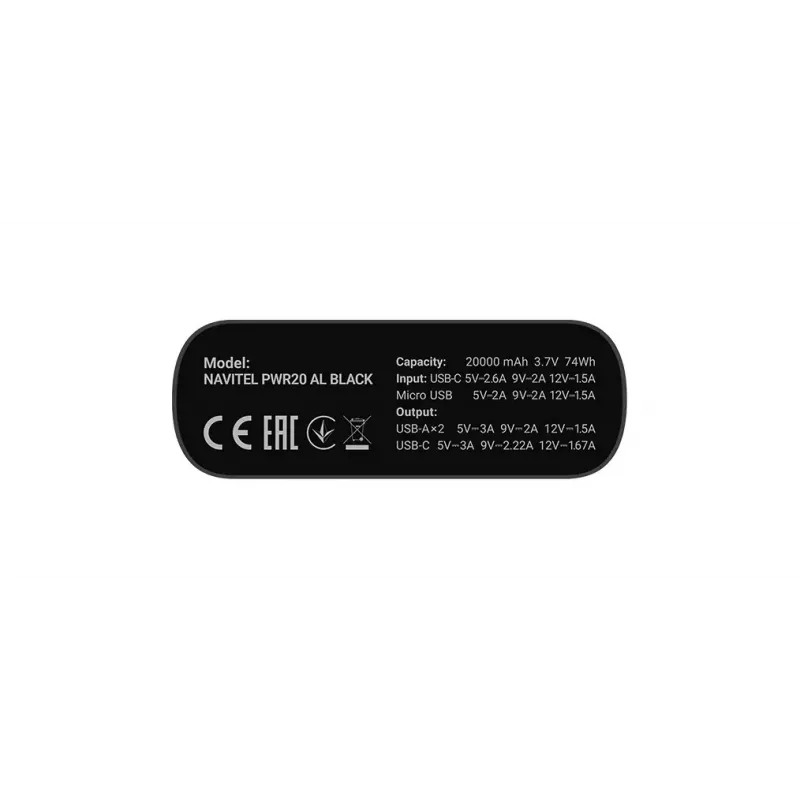 Pārnēsājams lādētājs Navitel PWR20 AL Melns 20000 mAh