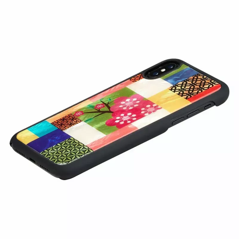 Viedtālruņa maciņš iKins iPhone XS/S — Cherry Blossom balta dizains, aizsargājoša cietā apvalka piemērotība