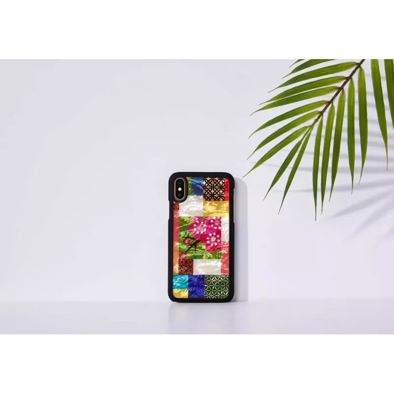Viedtālruņa maciņš iKins iPhone XS/S — Cherry Blossom balta dizains, aizsargājoša cietā apvalka piemērotība