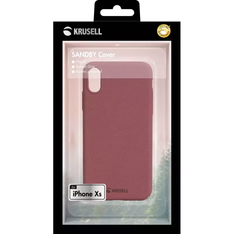 Maciņa tipa vāciņš Krusell Sandby iPhone X/XS bordo
