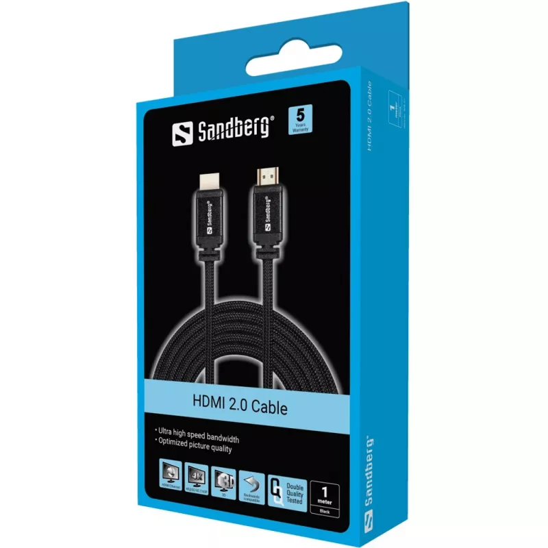 HDMI kabelis Sandberg HDMI 2.0 19M-19M 1m