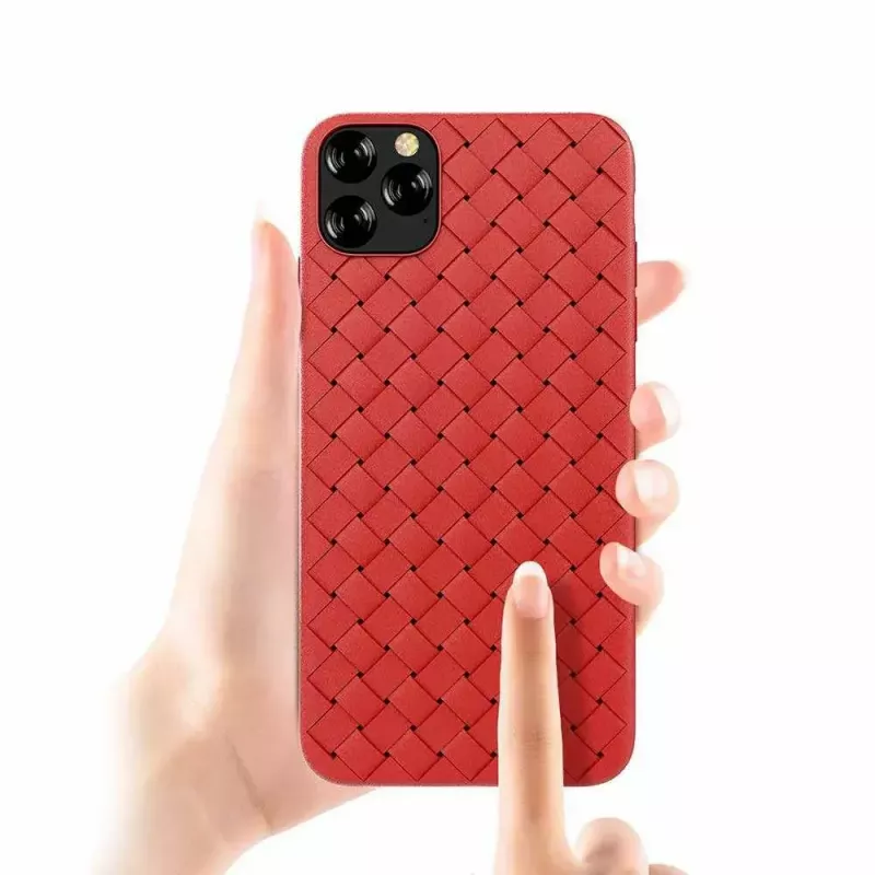 Mīksts telefona vāciņš Devia iPhone 11 Pro — austs raksts, sarkans
