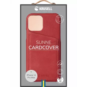 Aizsargājošs CardCover maciņš Krusell Sunne Apple iPhone 11 Pro Max, vintāžas sarkans