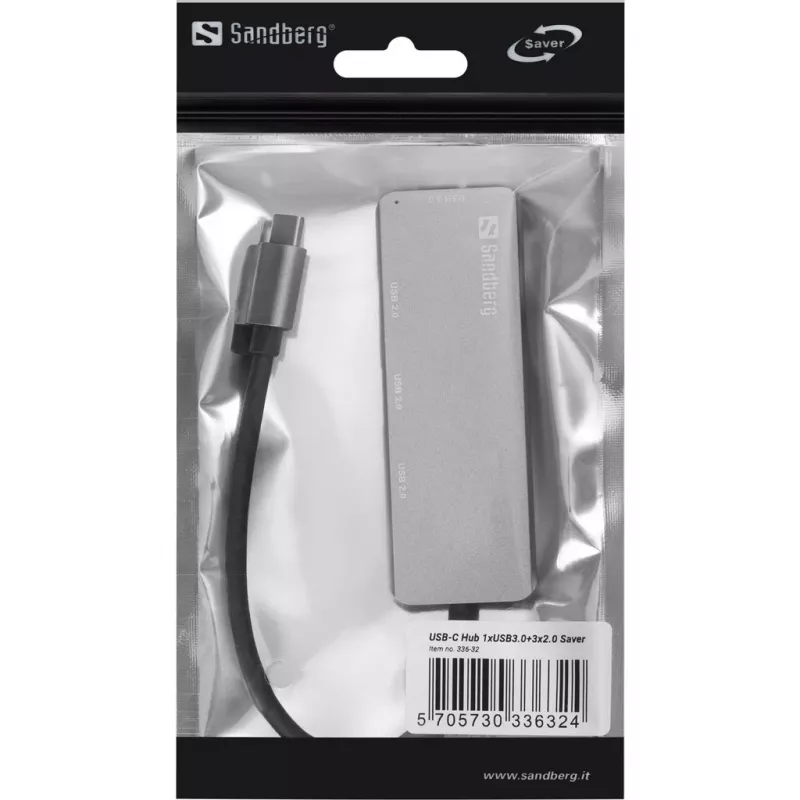 USB centrmezgls Sandberg USB-C Hub 1xUSB3.0+3x2.0 SAVER