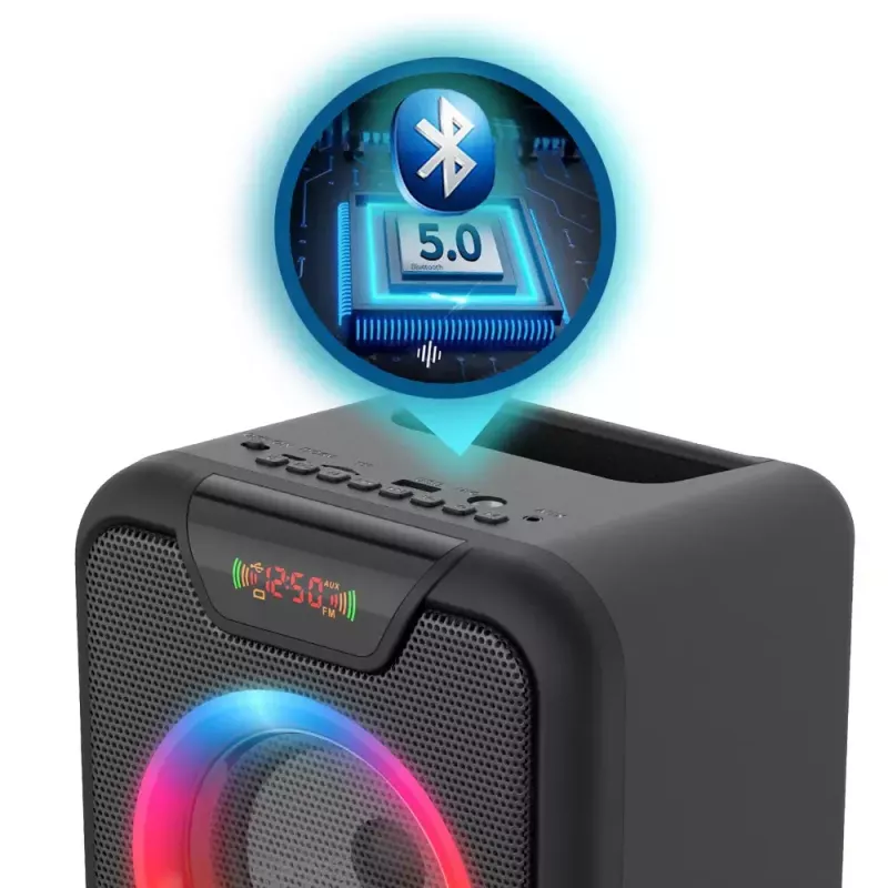 Pārnēsājams Bluetooth skaļrunis MANTA SPK816 — 30 W RMS, Bluetooth 5.0, USB/SD/AUX, FM, 4 h akumulators, melns